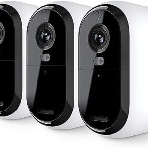 Arlo Essential Security Camera 2K | Indoor - Outdoor | 2nd Gen | Wireless with Spotlight, 2-Way Audio, Color Night Vision, Live Stream, Motion Activiation, Real Time Notifications - White, 3 Cameras  Electronics